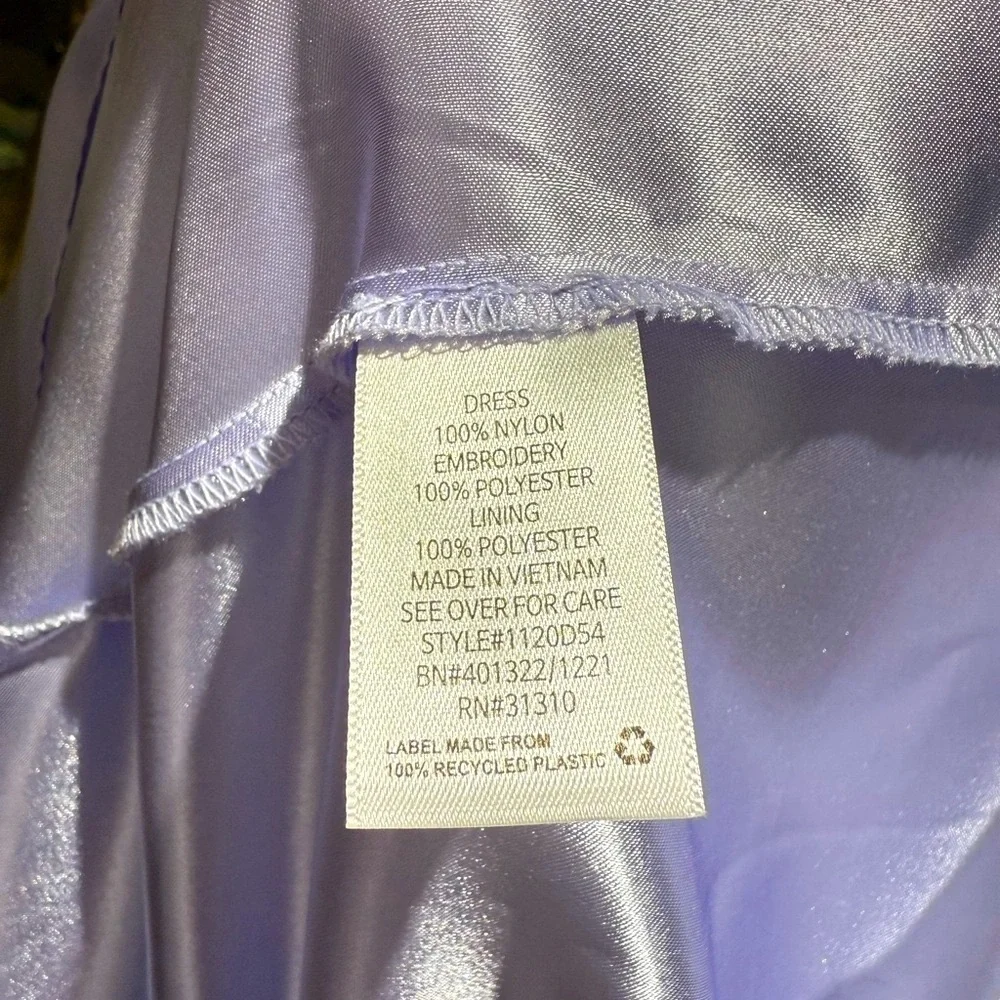 BCX  Embroidered Lined Lavender Nylon Fit & Flare Flocked Mesh Dress Sz 9
